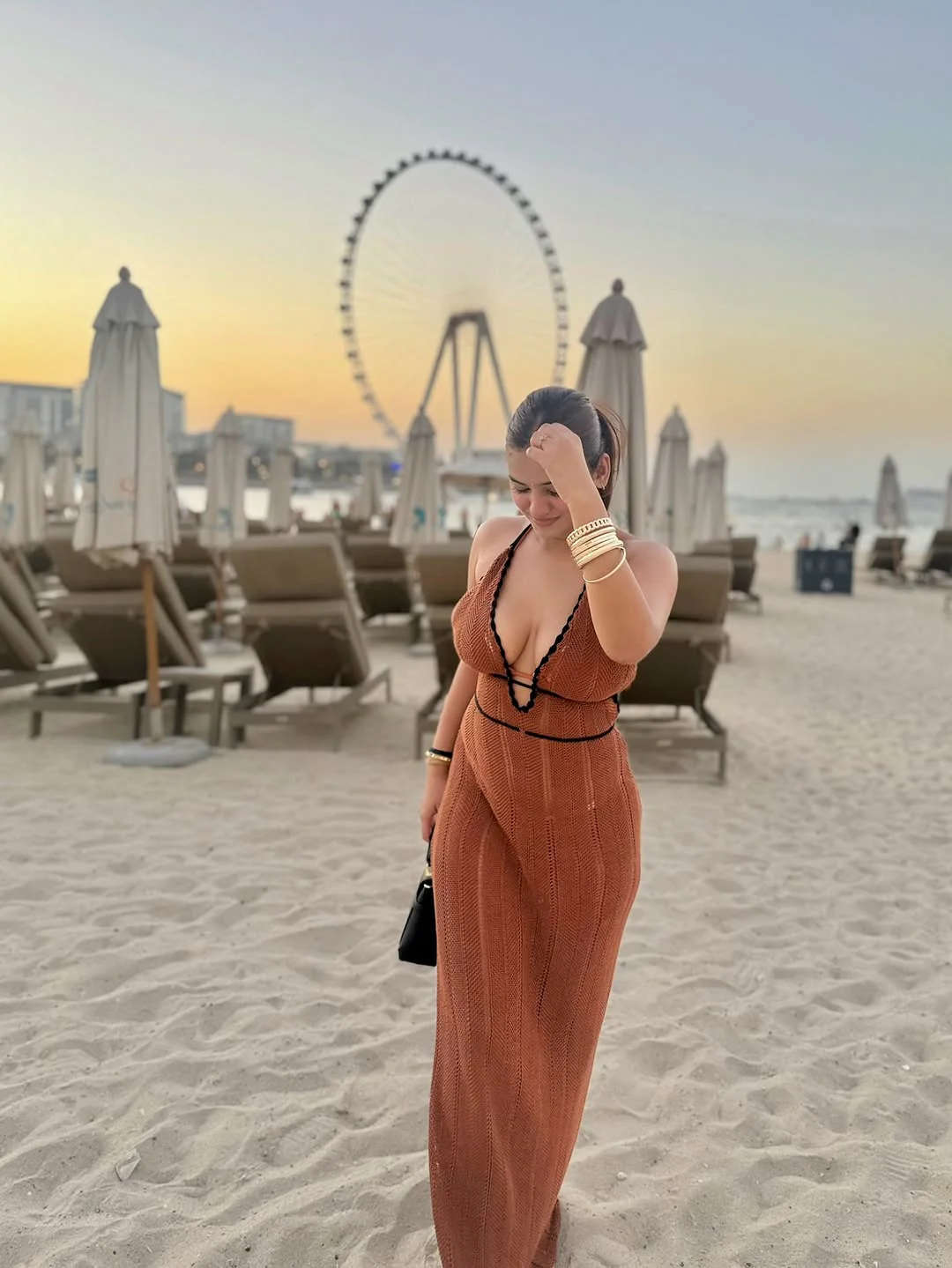 Sassa Luxe Soft Knit Dress In Brown - Image 2