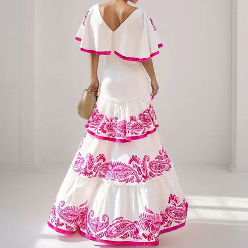 Satina Printed Ruffle Holiday Dress - Image 3