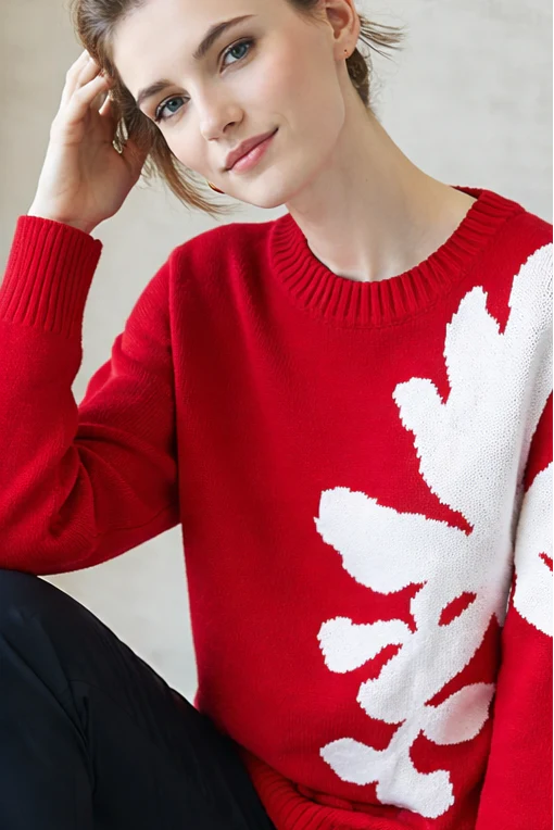 Scarlet Floral Woolen Sweater - Image 5