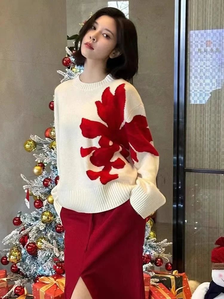 Scarlet Floral Woolen Sweater - Image 7