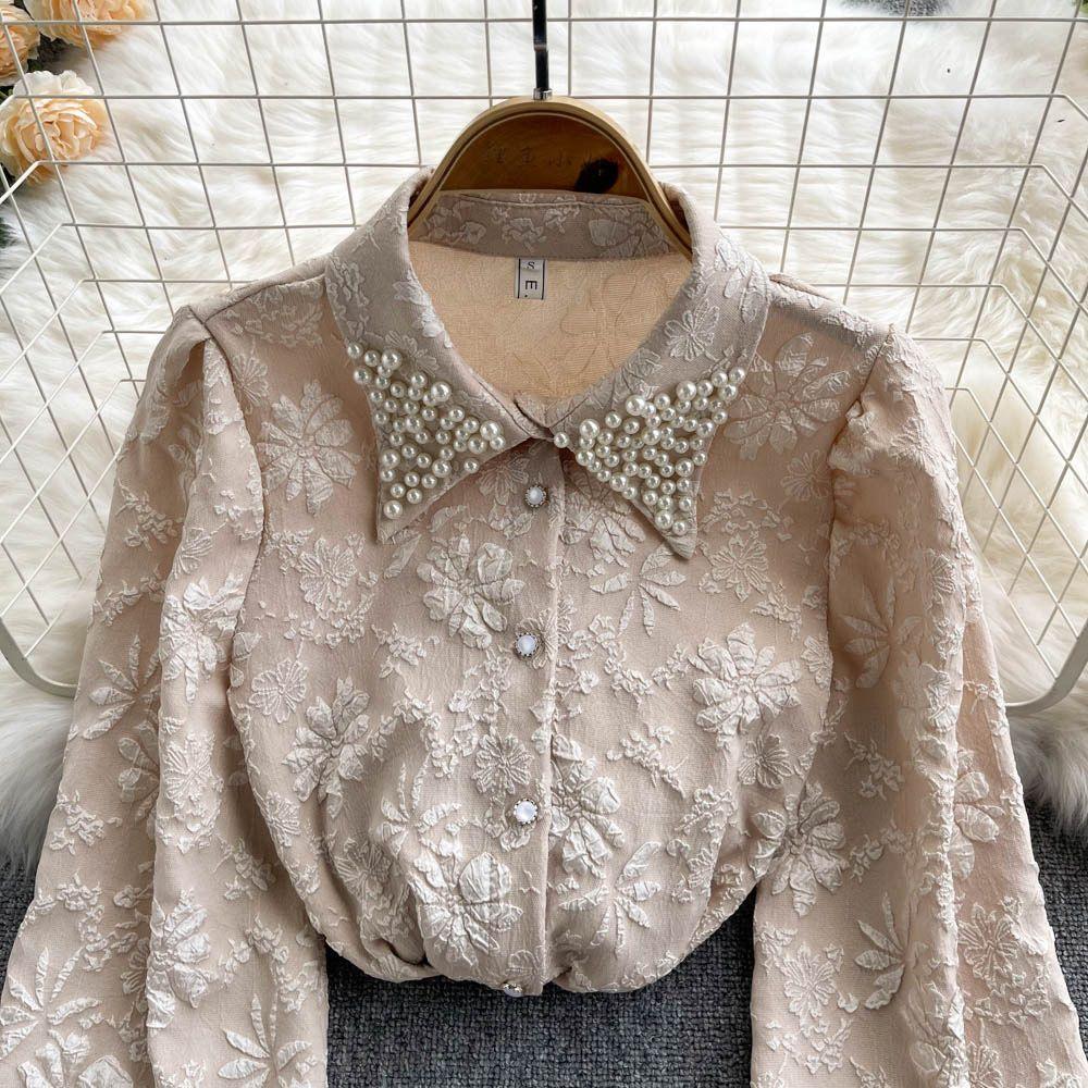 Sebia Embroidered Blouse In Beige - Image 3