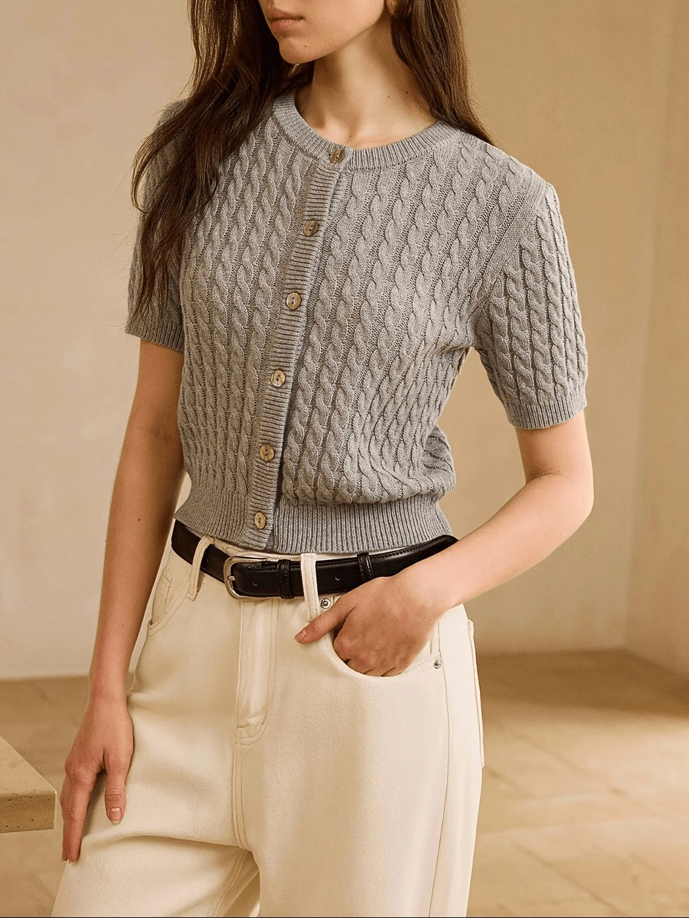 Selene Winter Knit Top In Grey - Image 2