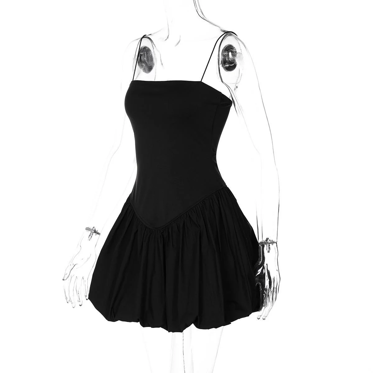 Semena Statement Balloon Dress In Black - Image 4