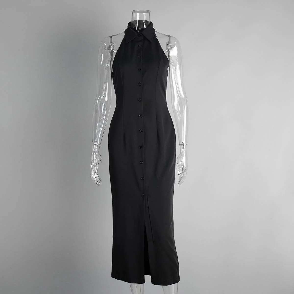 Semi Statement Summer Dress In Black - Image 3