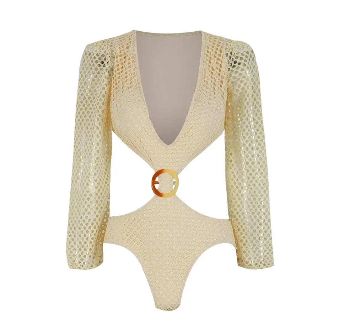 Sena Swimsuit With Skirt In Beige - Image 3