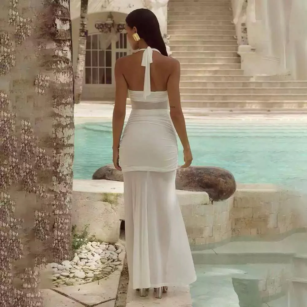 Senna Bodycon Slit Maxi Dress In White - Image 8