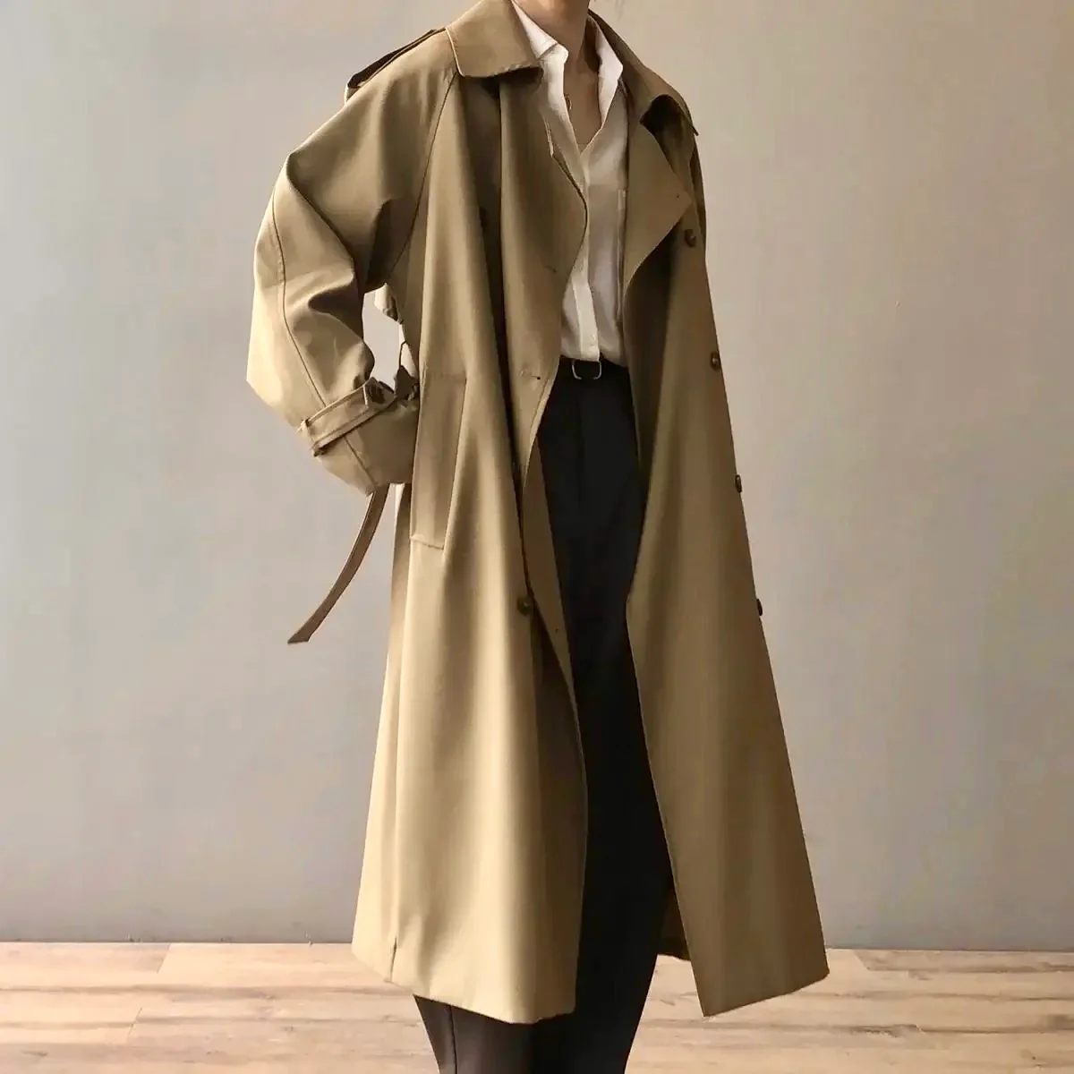 Seoul Statement Trenchcoat In Khaki - Image 4