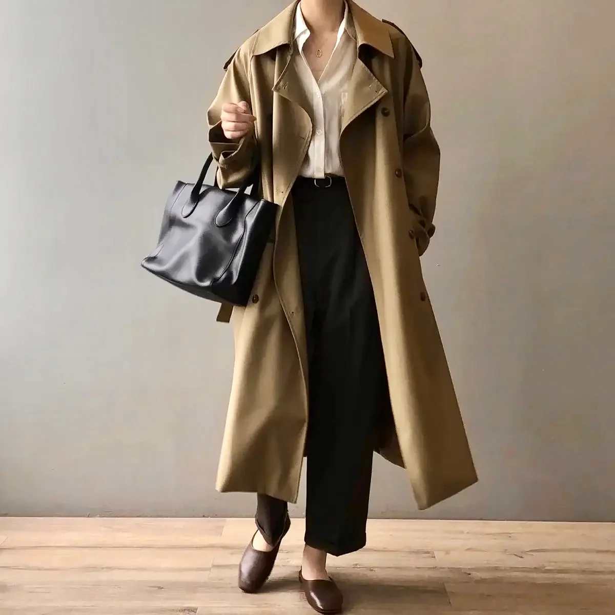 Seoul Statement Trenchcoat In Khaki - Image 3