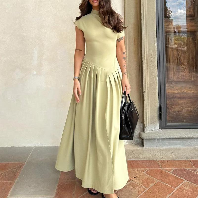 Sereia Statement Pleated Holiday Dress In Pista Green - Image 2