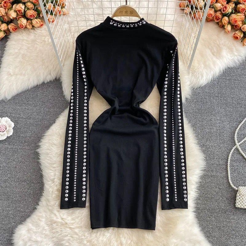 Sereya Riveted Luxe Dress In Black - Image 7