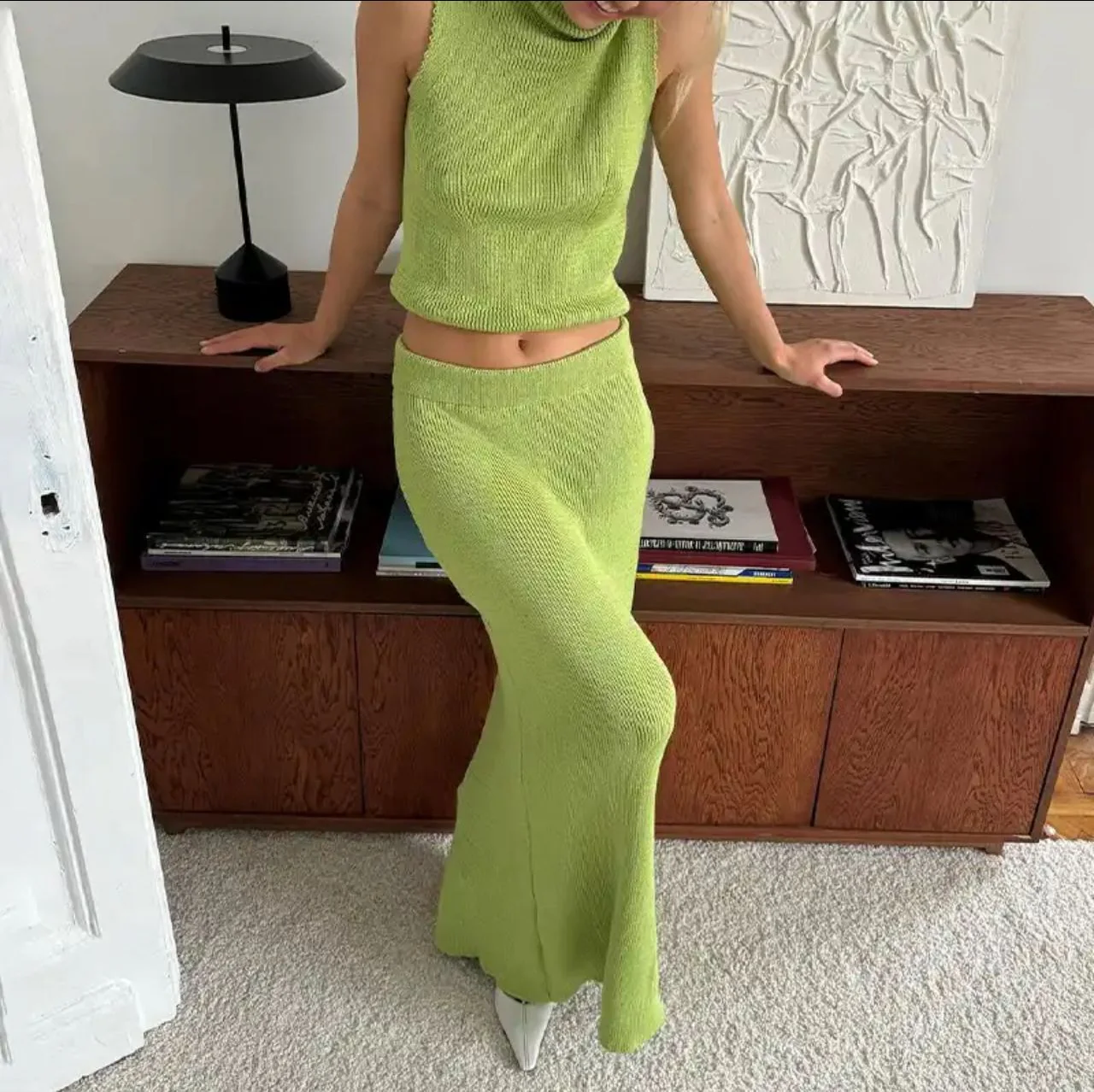 Seri Luxe Soft Knit Coord Set In Green - Image 7