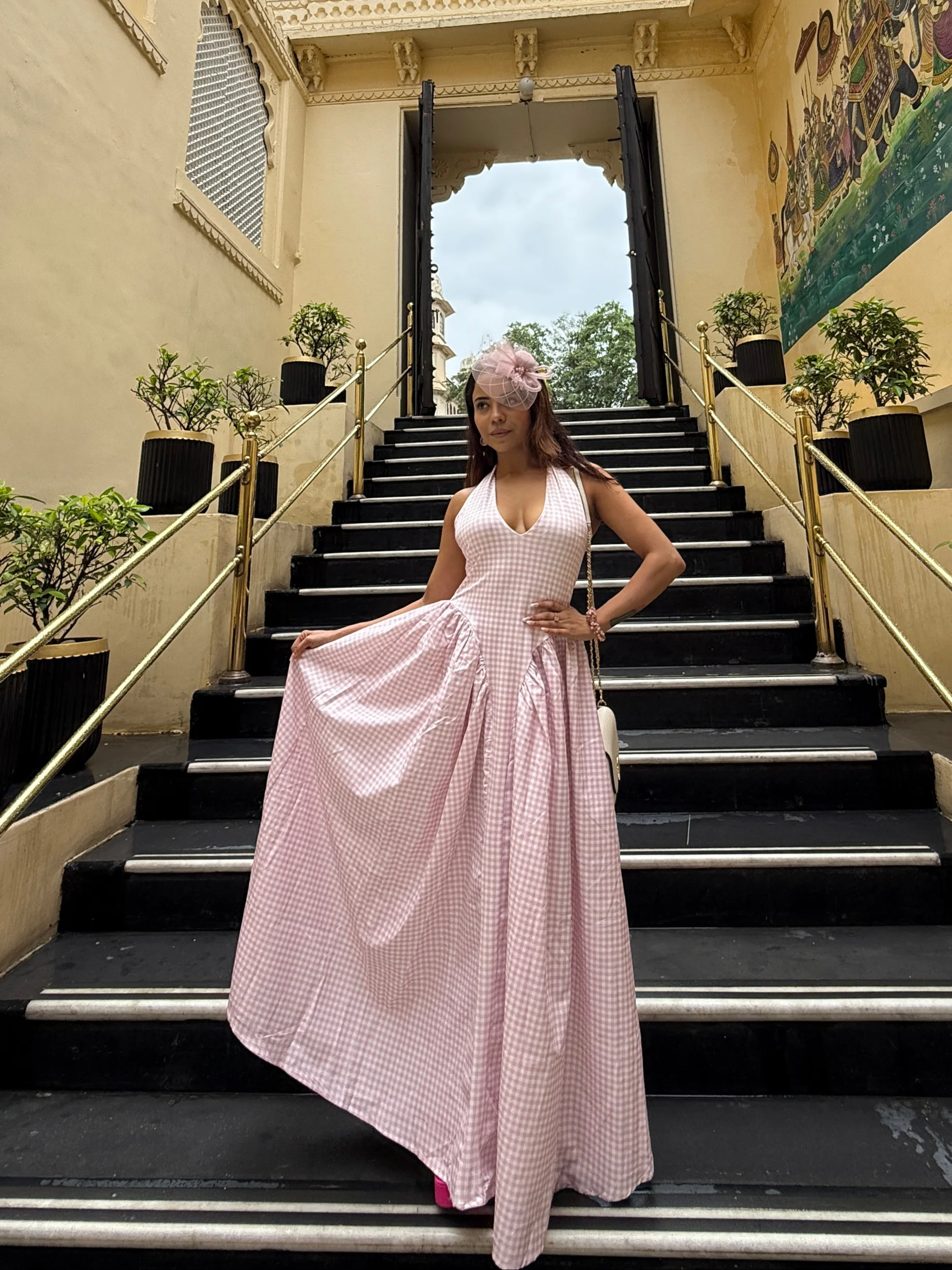 Shireen Drop Waist Midi Dress In Pink - Image 3