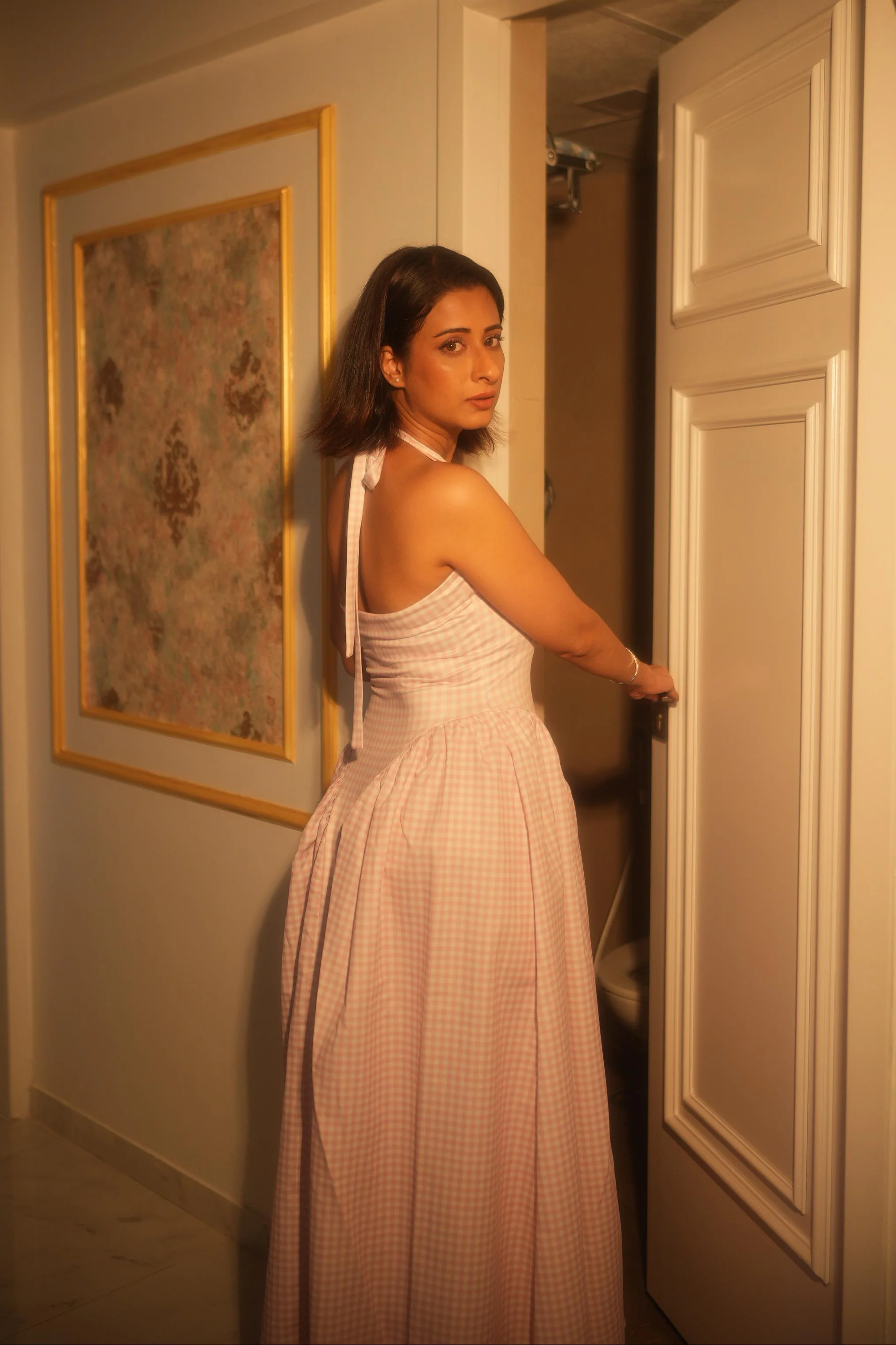 Shireen Drop Waist Midi Dress In Pink - Image 4