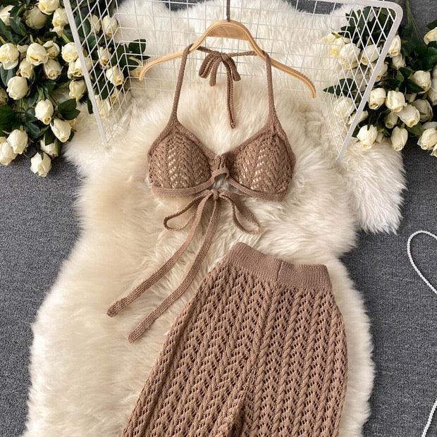 Silvia Crochet Coord Set In Brown - Image 4