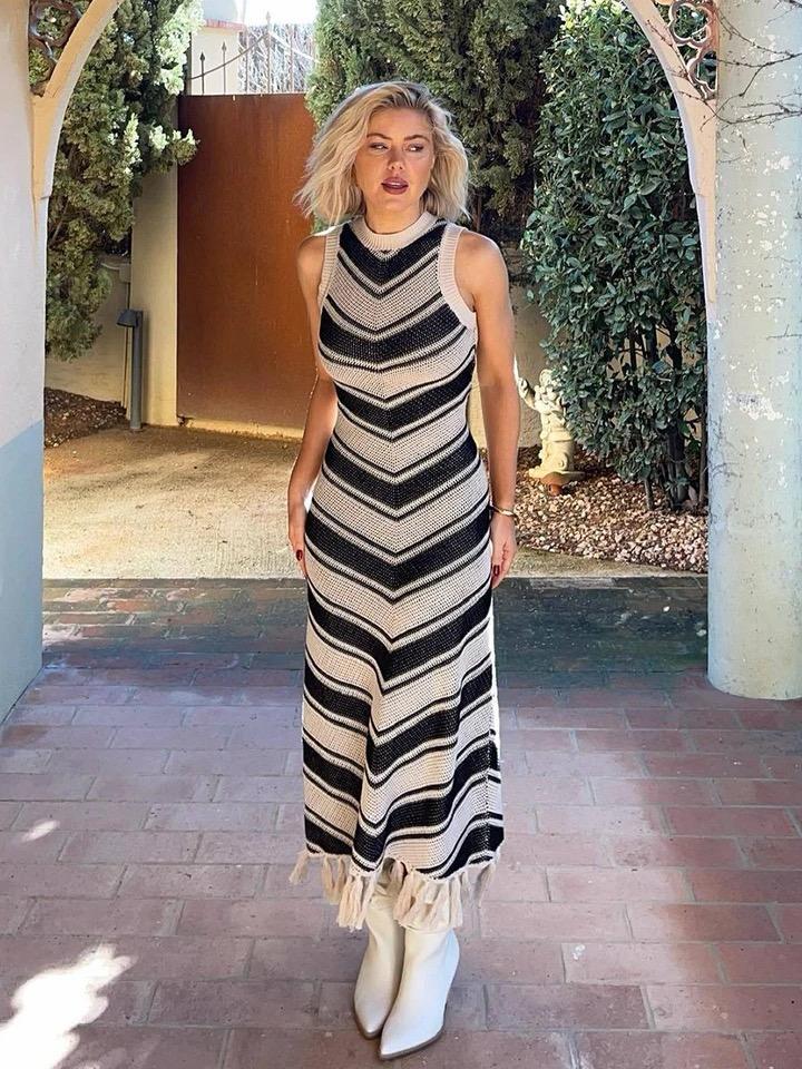 Silvia Soft Knit Holiday Dress In White - Image 4