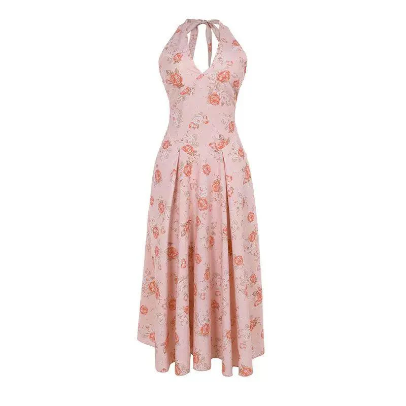 Simiana Vintage Floral Midi Dress In Pink - Image 5