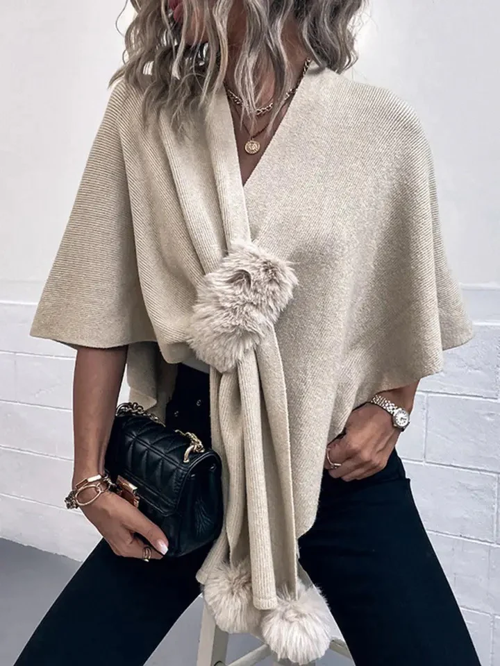 Simona Winter Cape In Beige - Image 2