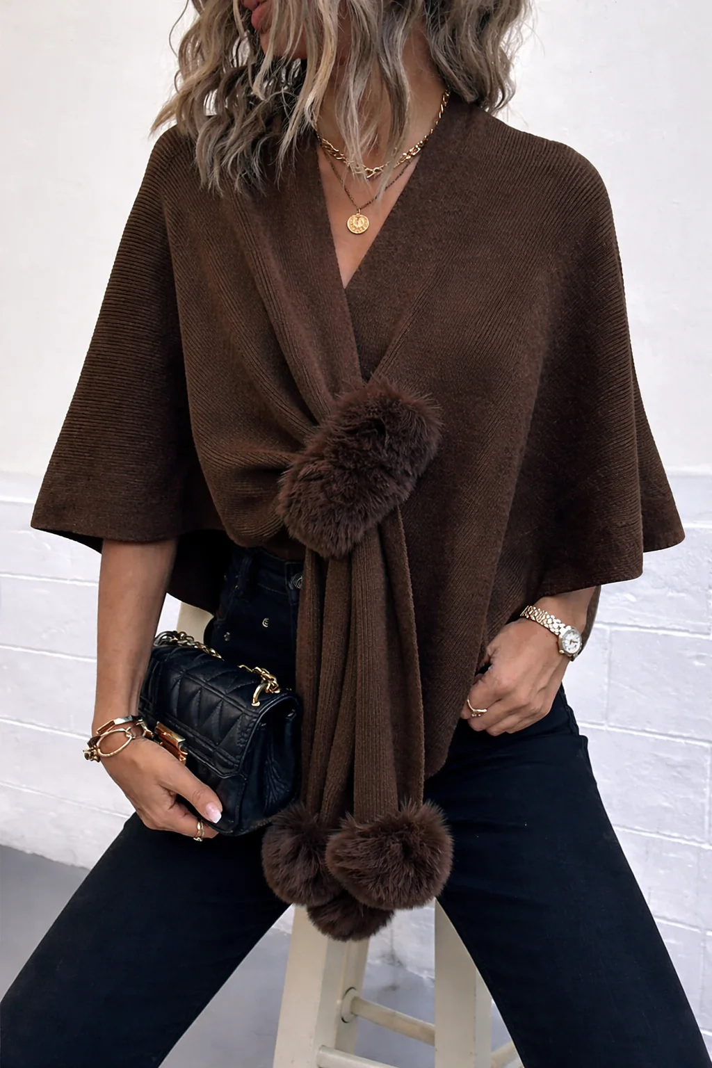Simona Winter Cape In Brown - Image 2
