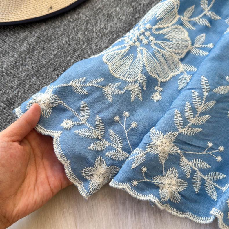 Siya Premium Embroidered Cotton Shirts In Blue - Image 7