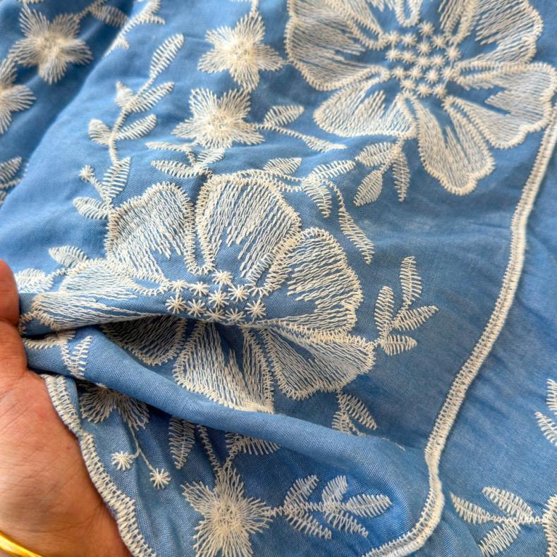 Siya Premium Embroidered Cotton Shirts In Blue - Image 9