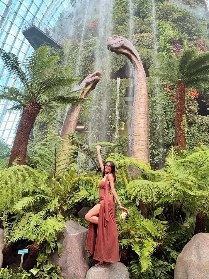 Sofiya Offshoulder Slit Maxi Dress With Scarf In Dark Brown - Image 4