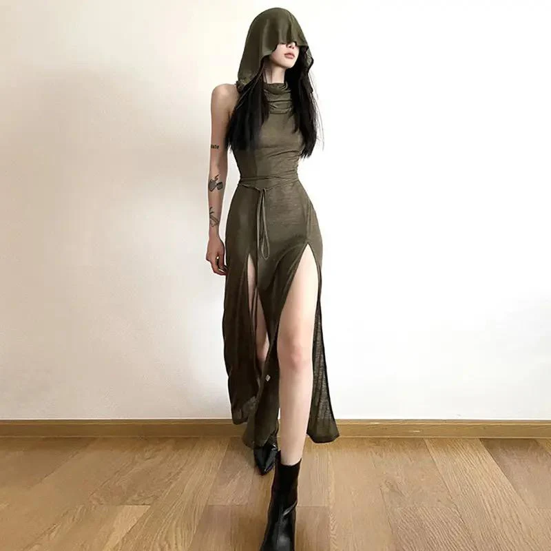 Solene Statement Dress in Olive - Image 2