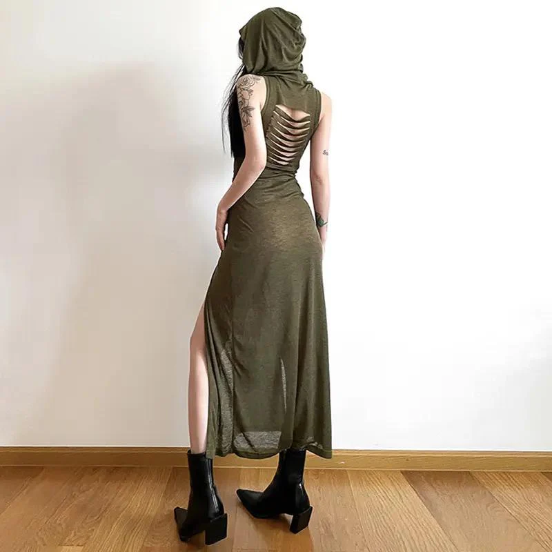 Solene Statement Dress in Olive - Image 4