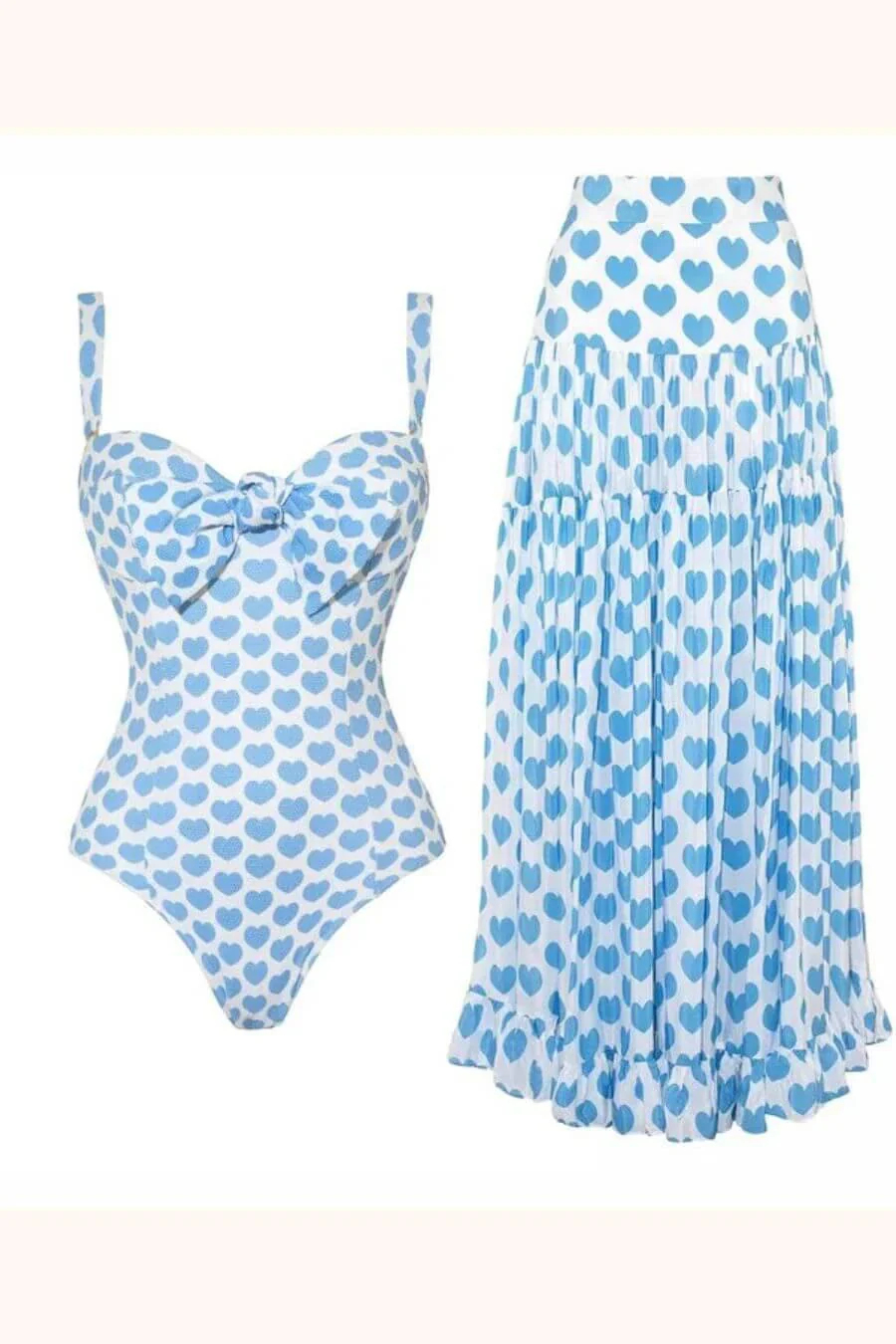 Soley Swimsuit With Sarong Skirt In Blue - Image 2
