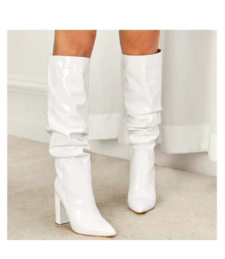 Sophie Knee High Block Leather Boots - Image 5