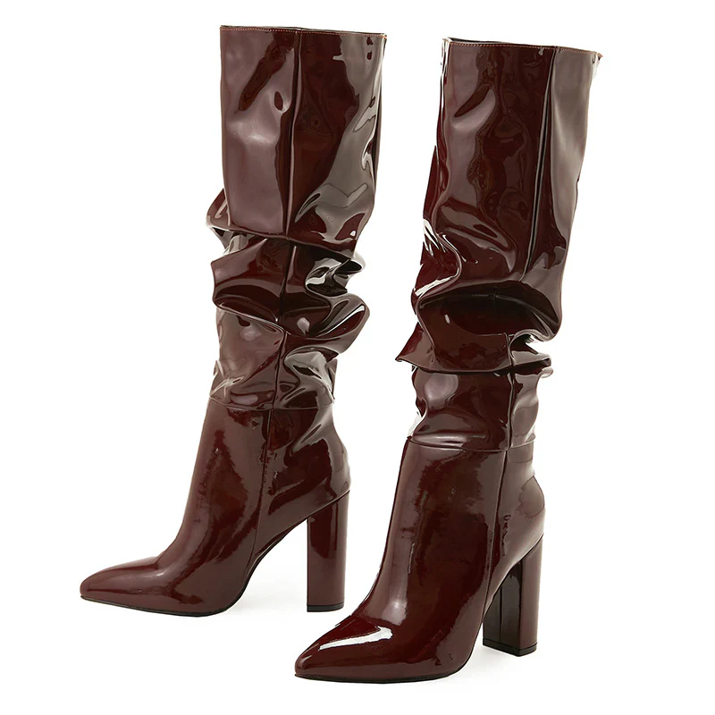 Sophie Knee High Block Leather Boots - Image 8