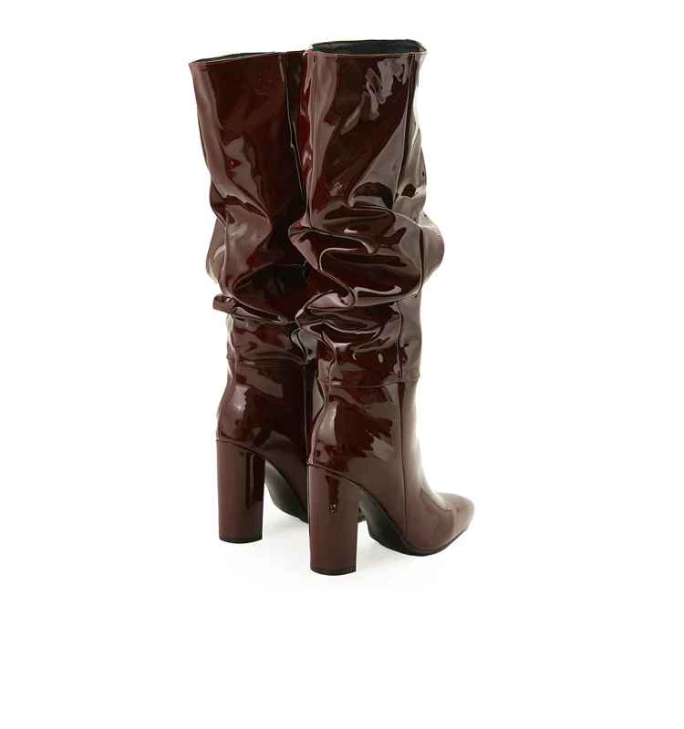 Sophie Knee High Block Leather Boots - Image 9