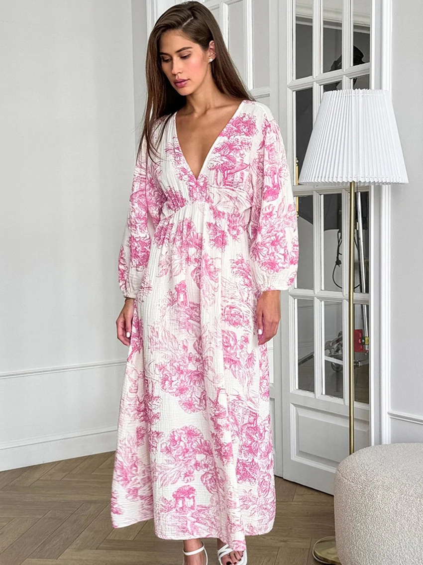 Stellan Cotton Holiday Dress In Pink - Image 2