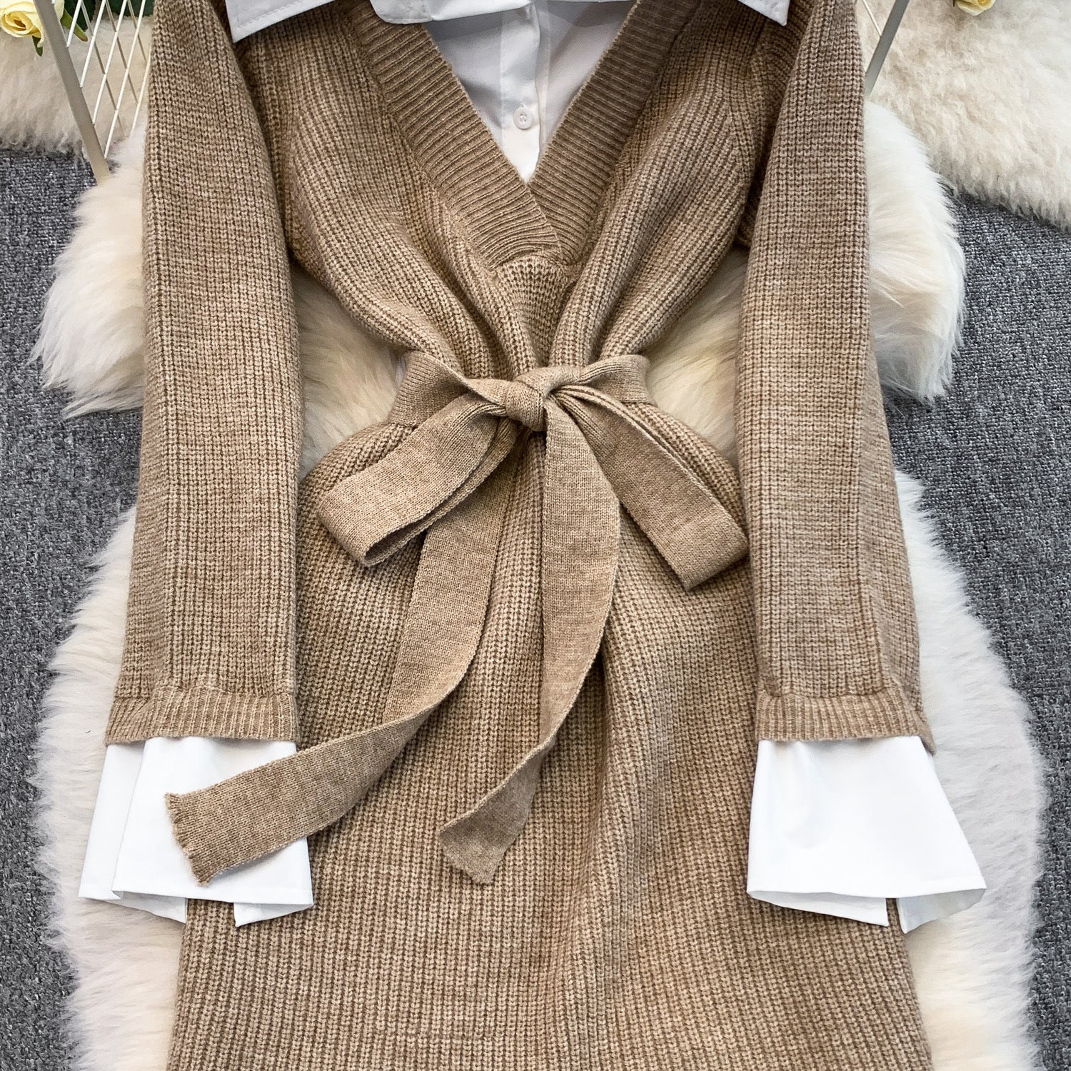 Stevia Winter Dress With Belt - Image 4