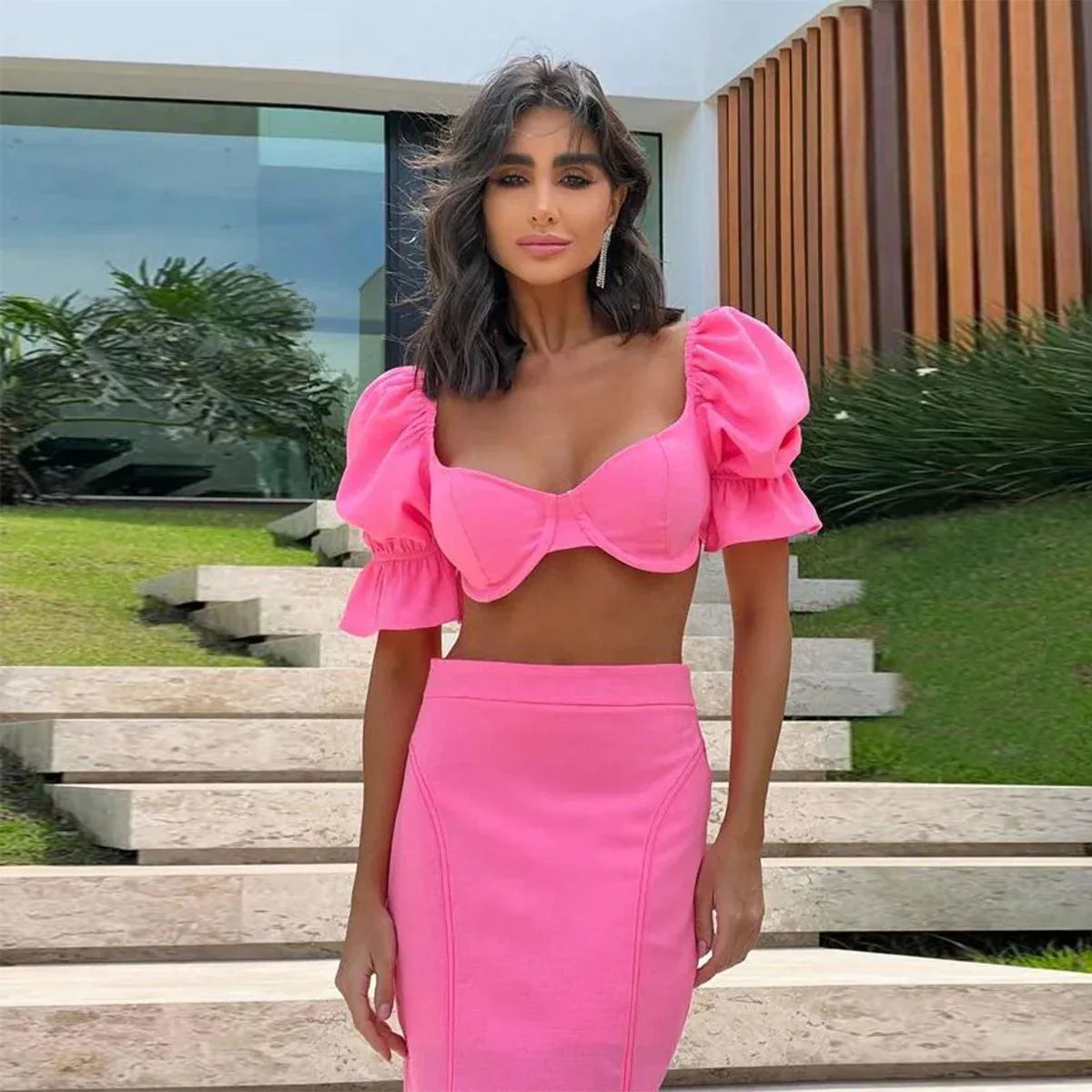 Summer Bubble Two Piece Set in Pink - Image 2