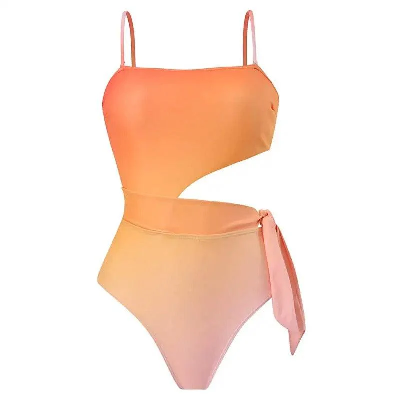 Sunset Swimsuit With Sarong In Orange - Image 5