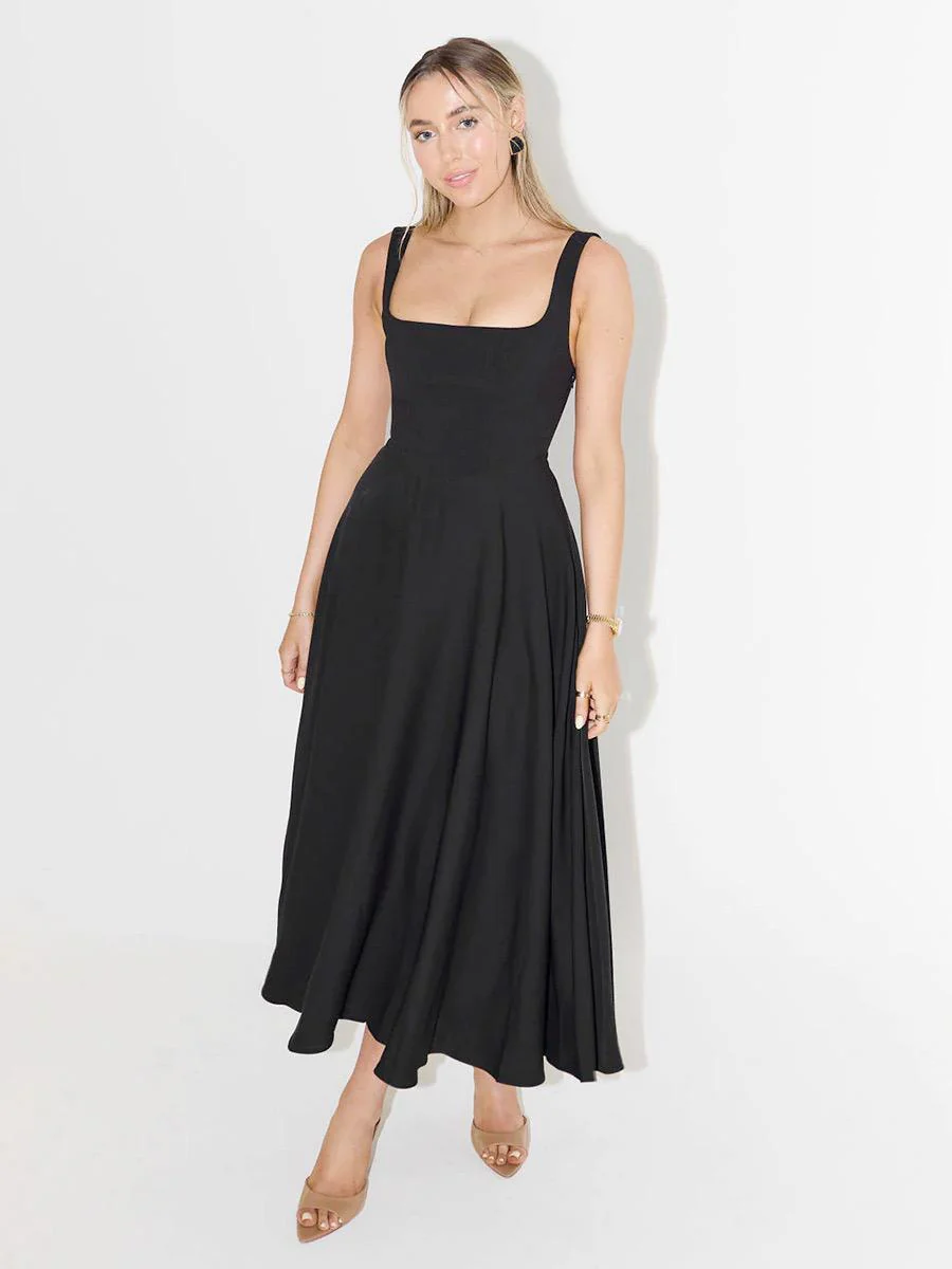 Suzanne Luxe Statment Holiday Dress In Black - Image 2