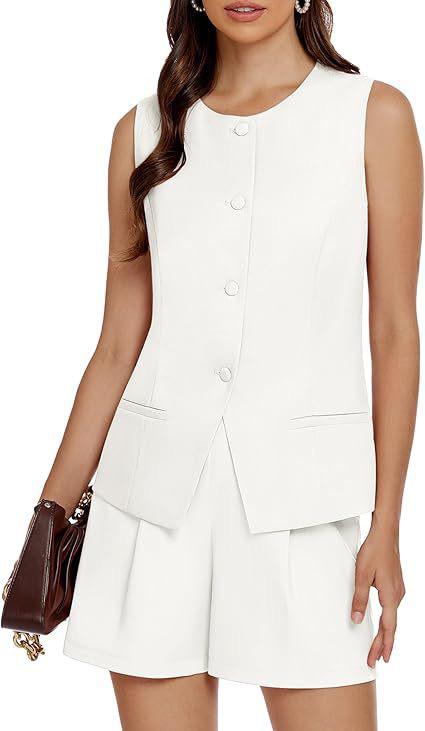 Suzel Vest Coord Set in White - Image 2