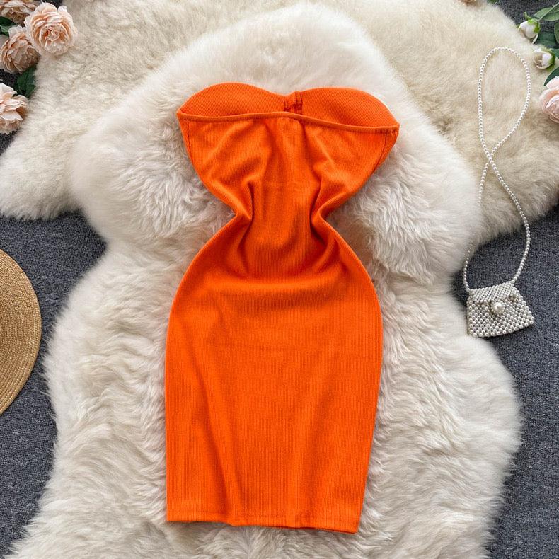 Suzie Tube Bodycon Dress In Orange - Image 6