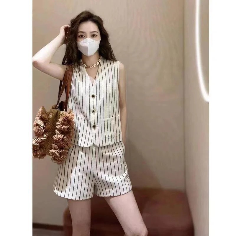 Tarly Striped Summer Coord Set In White