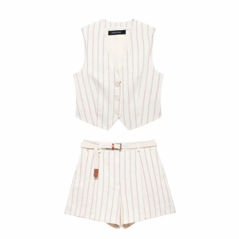 Tarly Striped Summer Coord Set In White - Image 2