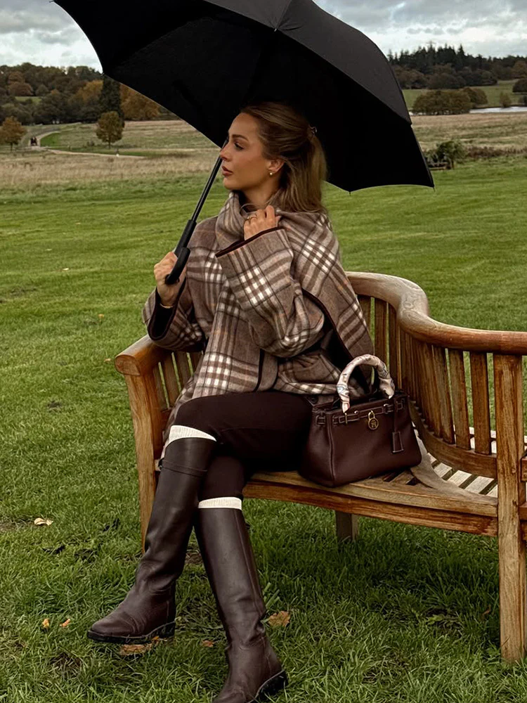 Tecla Plaid Jacket With Scarf - Image 3