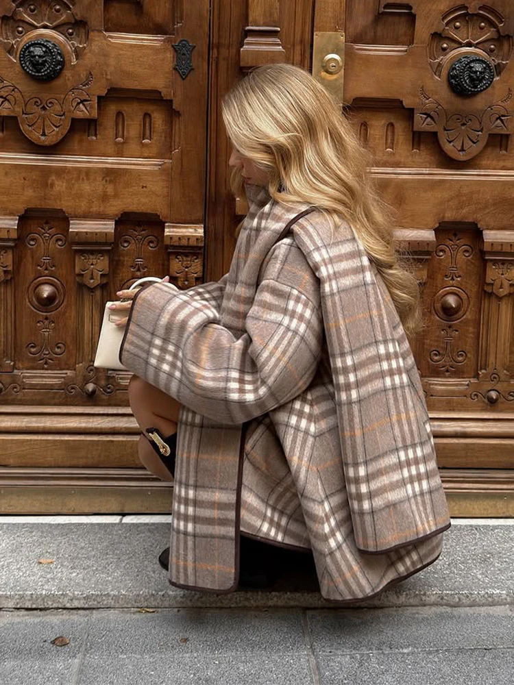 Tecla Plaid Jacket With Scarf - Image 6