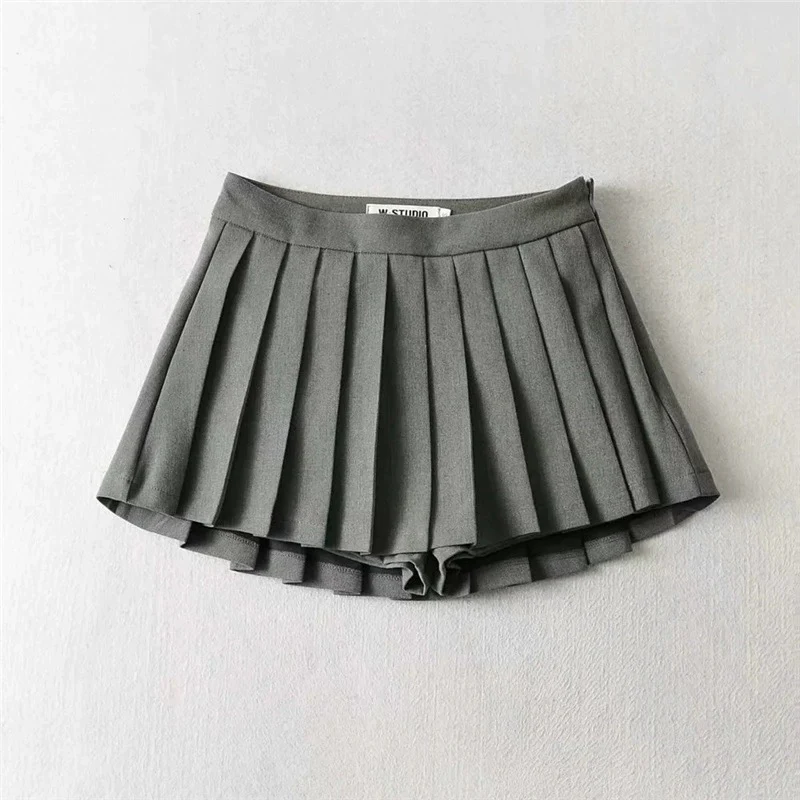 Tenniscore Trendy Short Skirts In Grey