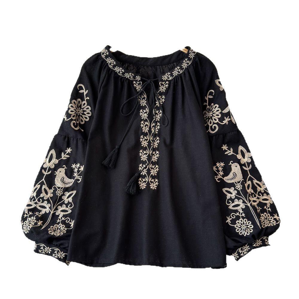 Teo Embroidered Summer Top In Black - Image 2