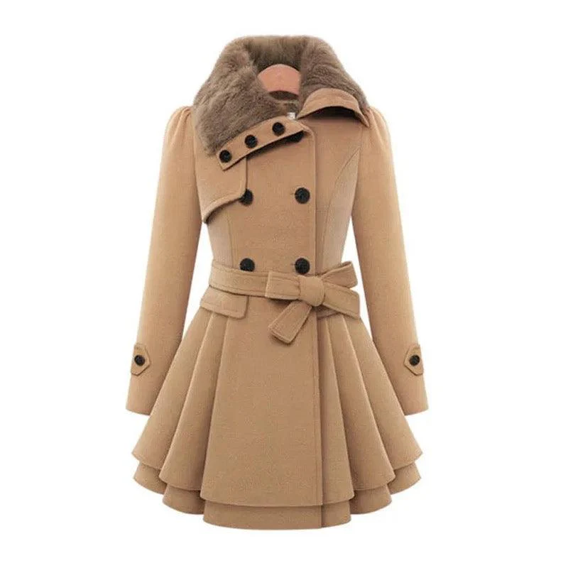Terra Fur Detailed Double Breasted Overcoat - Image 2