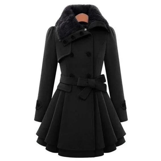 Terra Fur Detailed Double Breasted Overcoat - Image 3