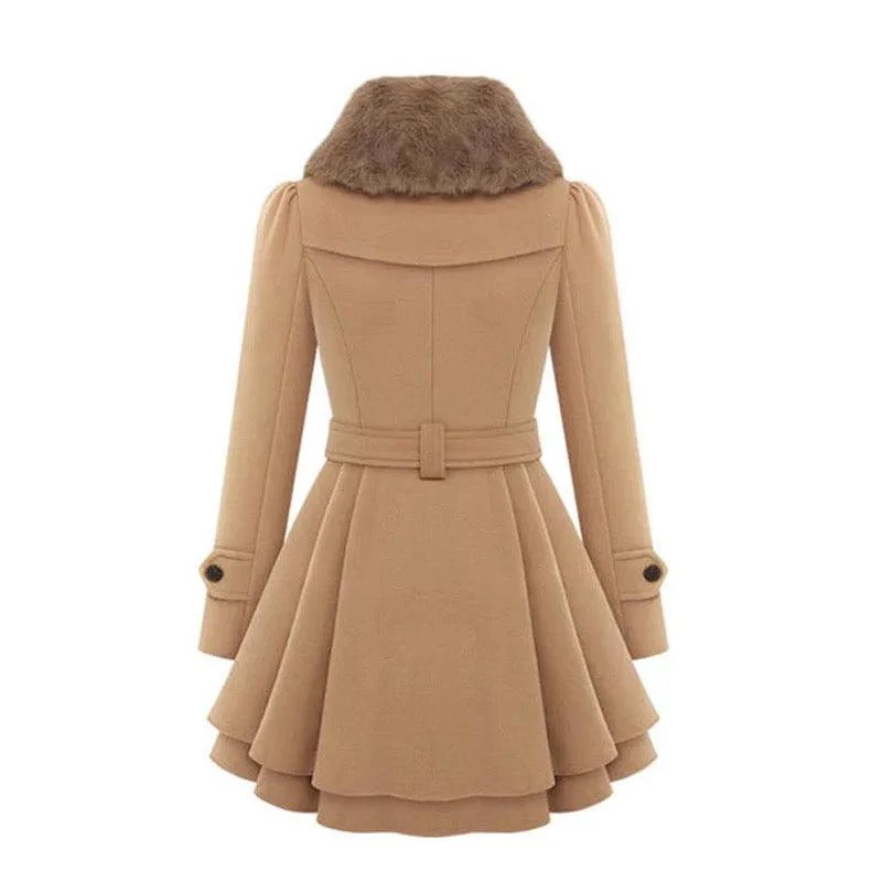 Terra Fur Detailed Double Breasted Overcoat - Image 7