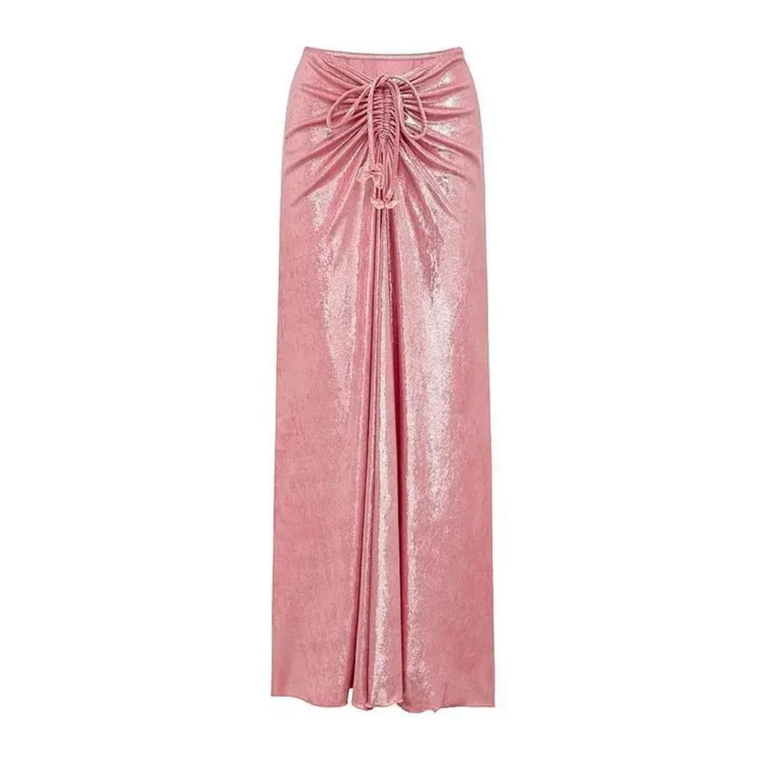 Shane Swimsuit with Sarong Skirt In Pink - Image 9