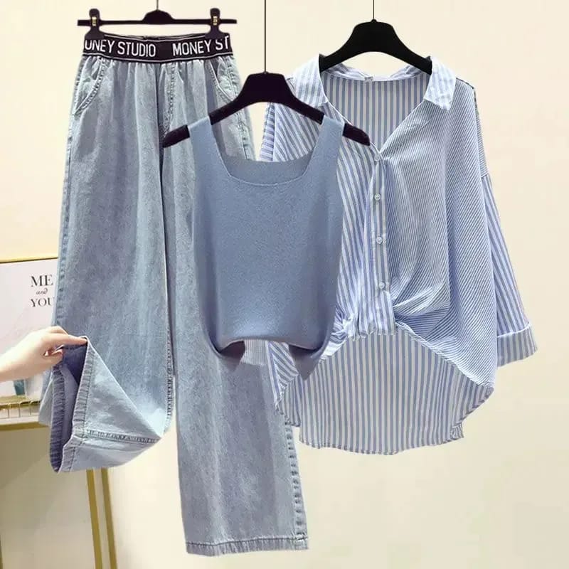 Trexa Summer Coord-Set of 3 In Blue