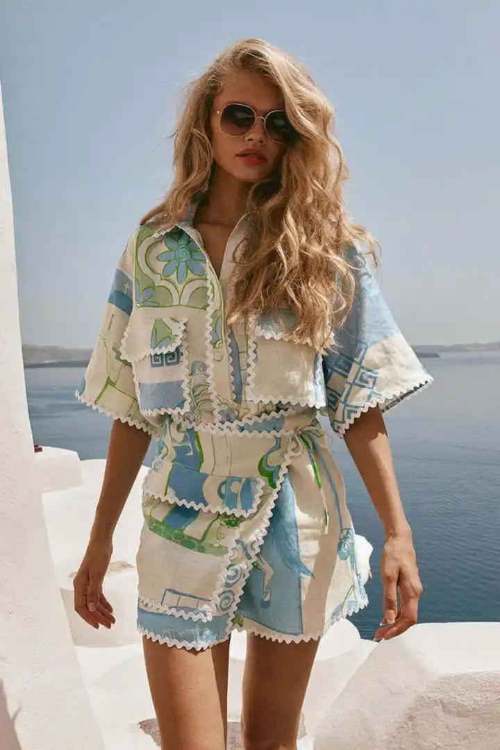 Trixie Printed Summer Coord In Blue - Image 2
